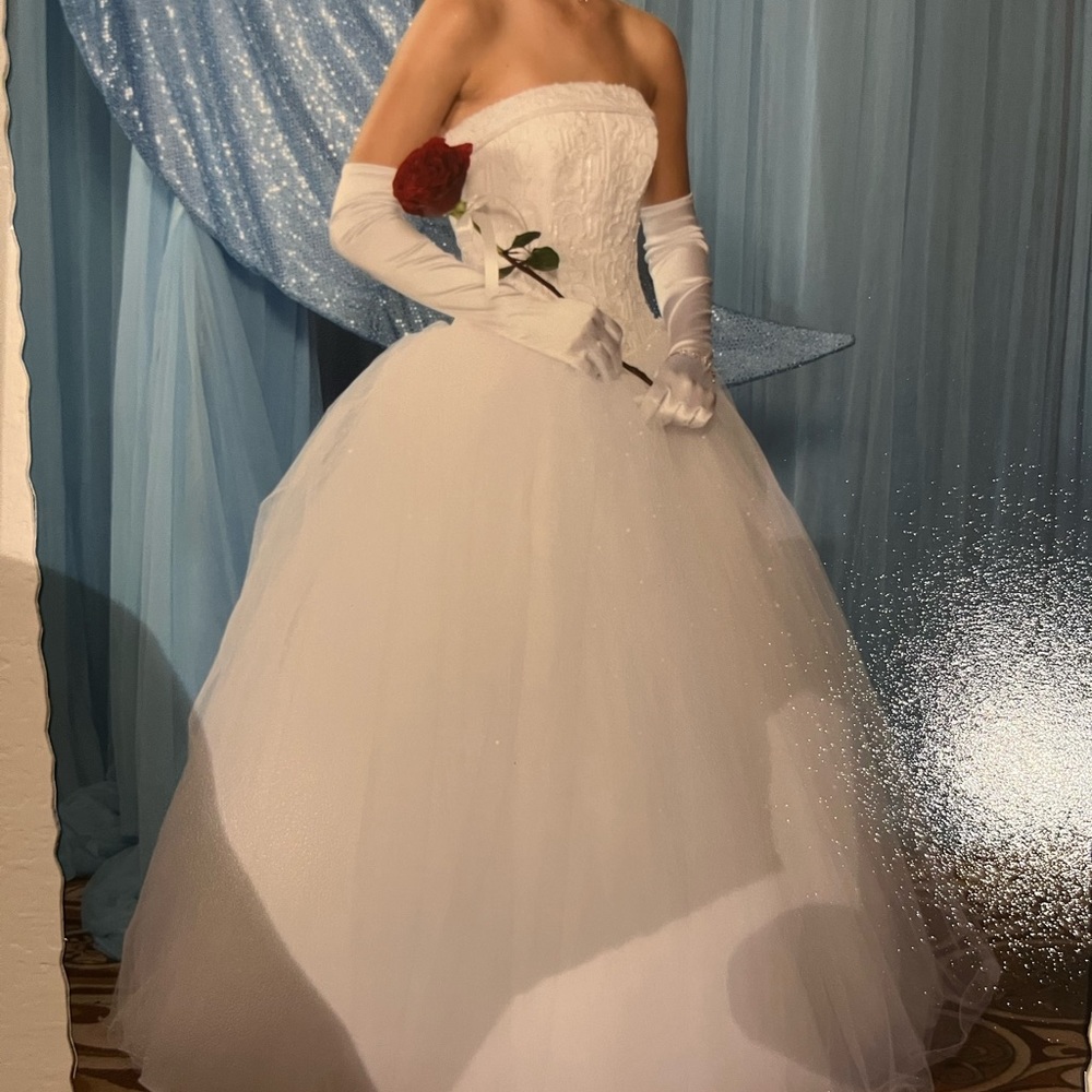 White David’s bridal sleeveless sequin ball gown